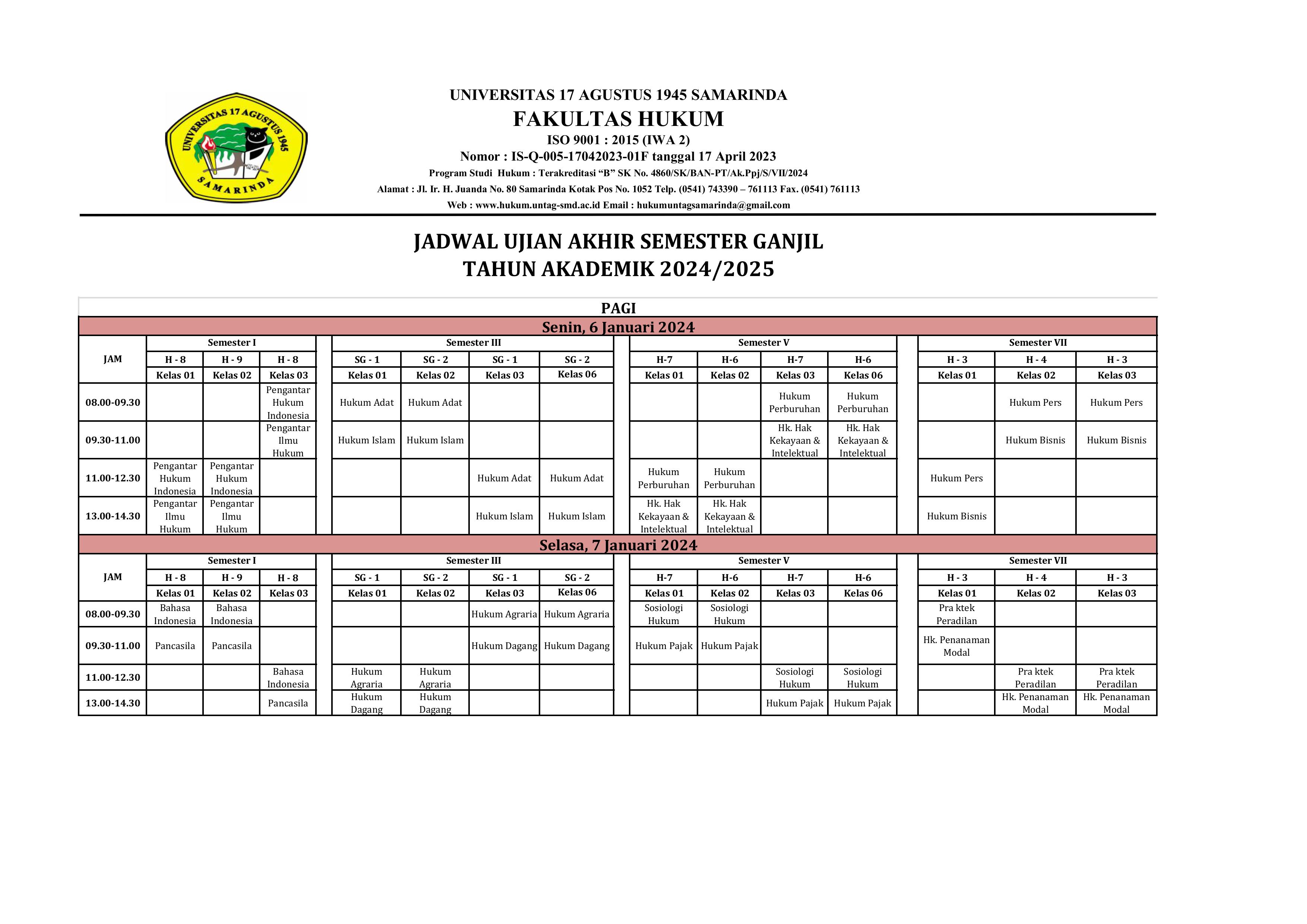 Jadwal Ujian Akhir Semester Ganjil 2024 2025 images 0